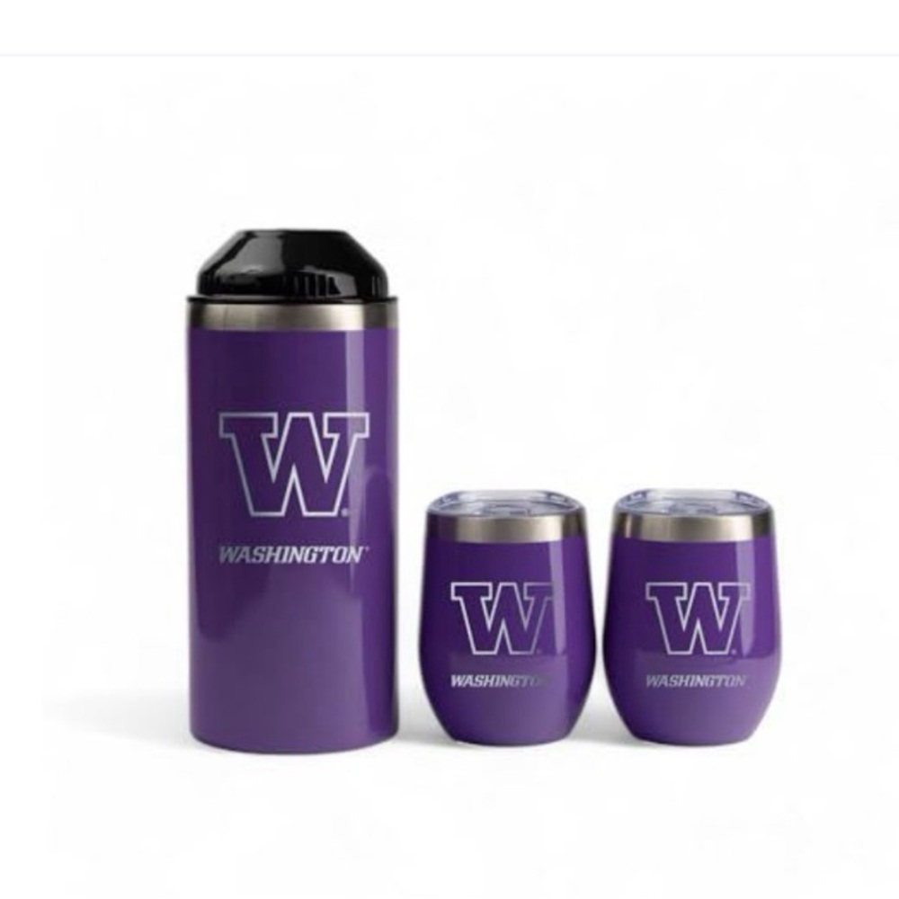 Washington Purple Insulated Drinkware Set - Tumbler and Two Stemless Cups